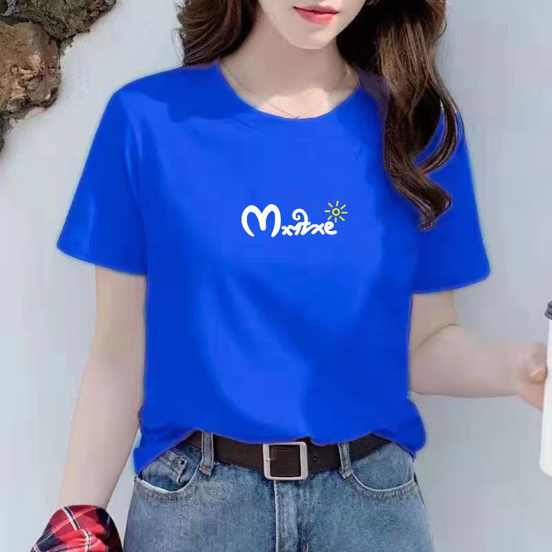 白色女士棉短袖T恤女2023新款夏季小个子体恤正肩大码印花上衣详情37