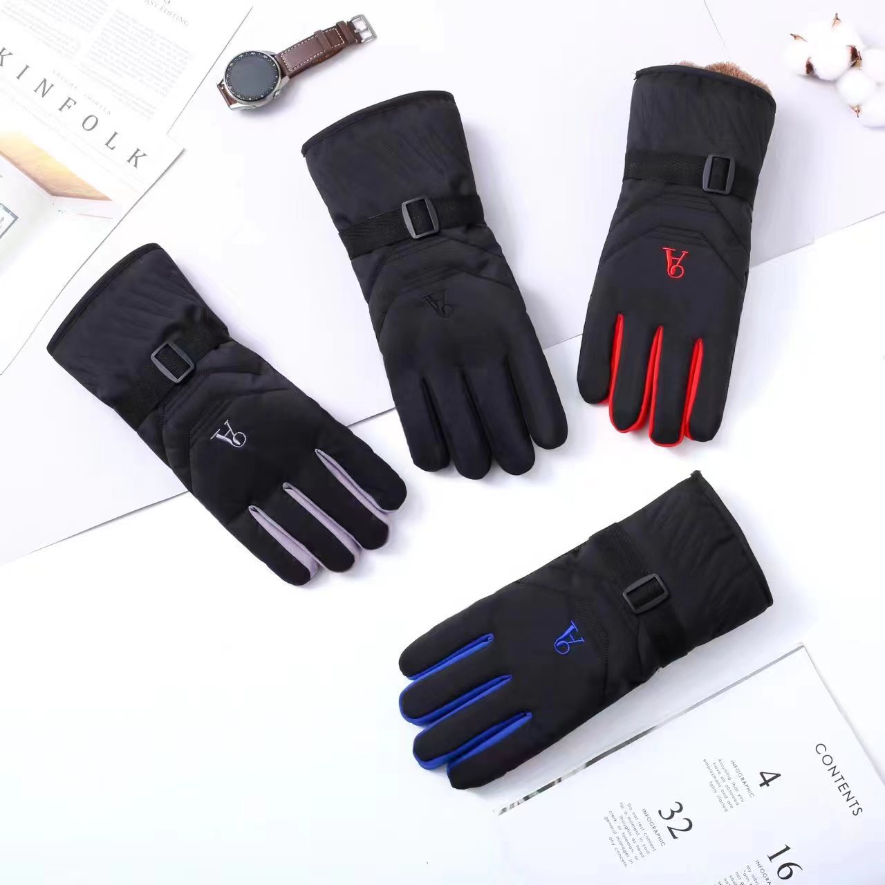 Cross-border thickened ski gloves, outdoor thickened cycling sports warm gloves, waterproof and windproof mountaineering gloves pic 6