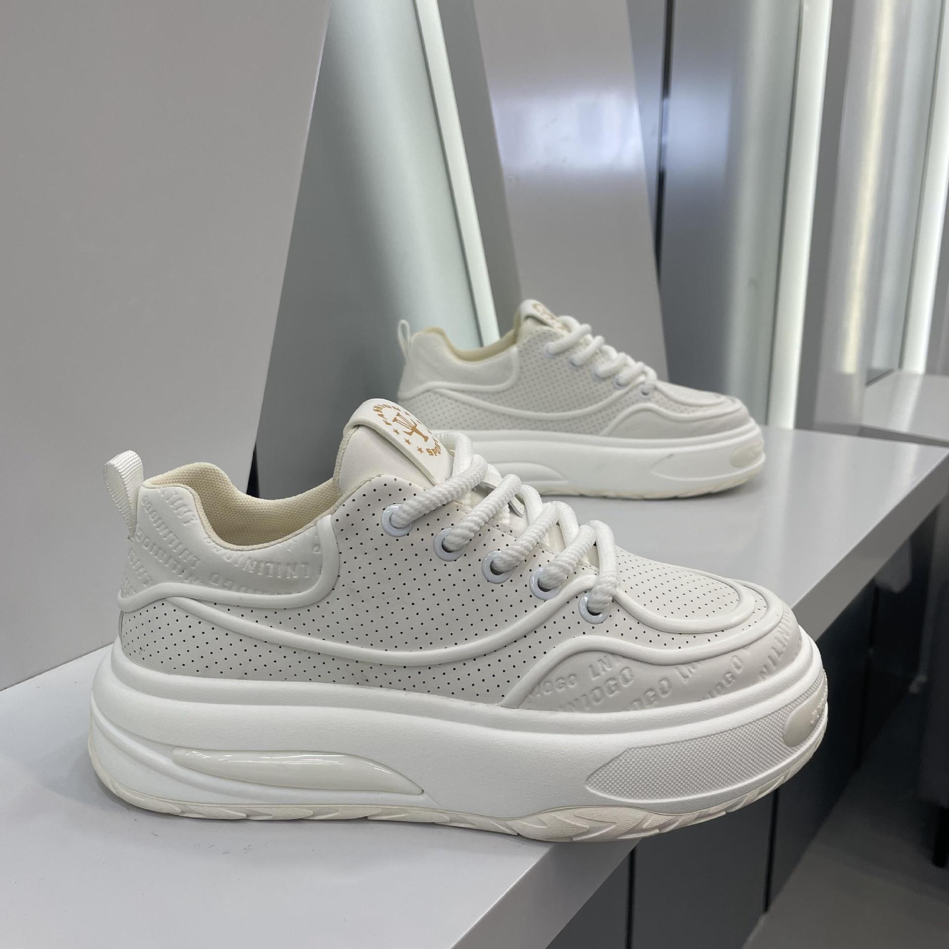 秋季新款男鞋系带低帮跑步鞋潮流鞋子增高印花时尚透气老爹鞋软底详情4