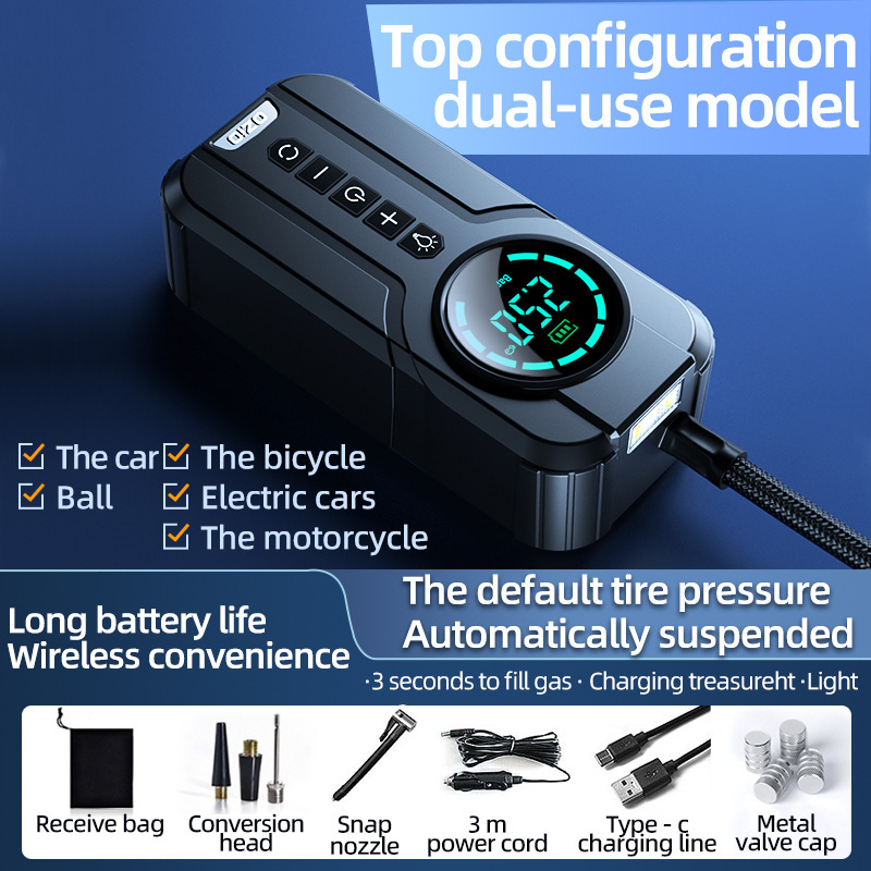 Wireless portable car air pump, car type electric vehicle tire, 12v high-power air pump pic 5