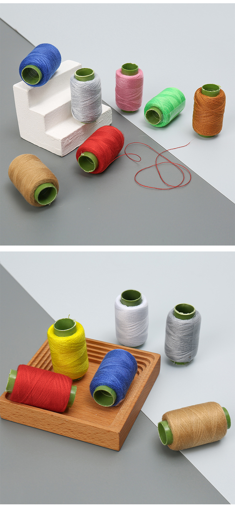 302 Color household small roll sewing thread, black, white and red pure color polyester thread, 10 pieces per pack, household hand sewing thread pic 20