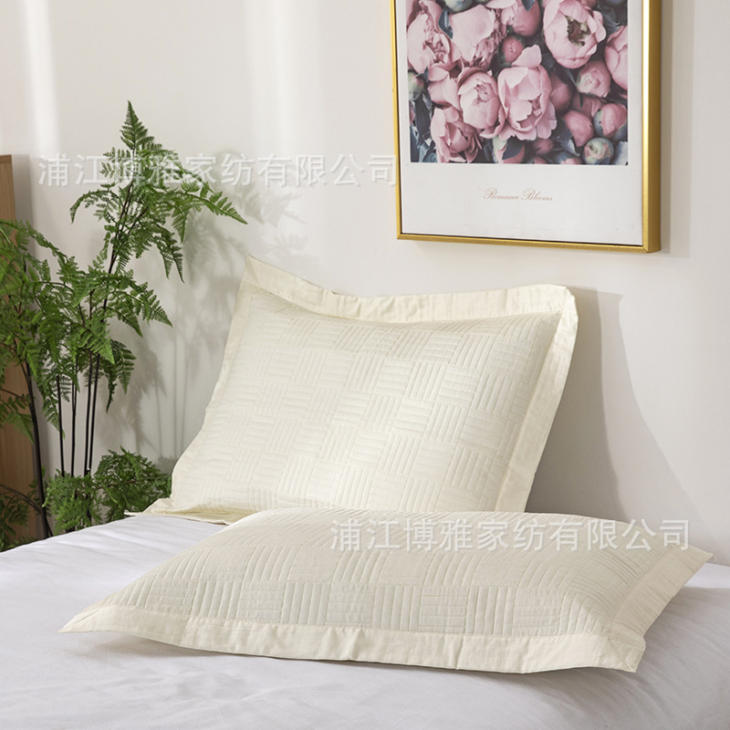 Export supply of pure cotton twill pillowcases, thickened cotton-padded dormitory household pillow core covers, 50*70 quilted pillowcases pic 4