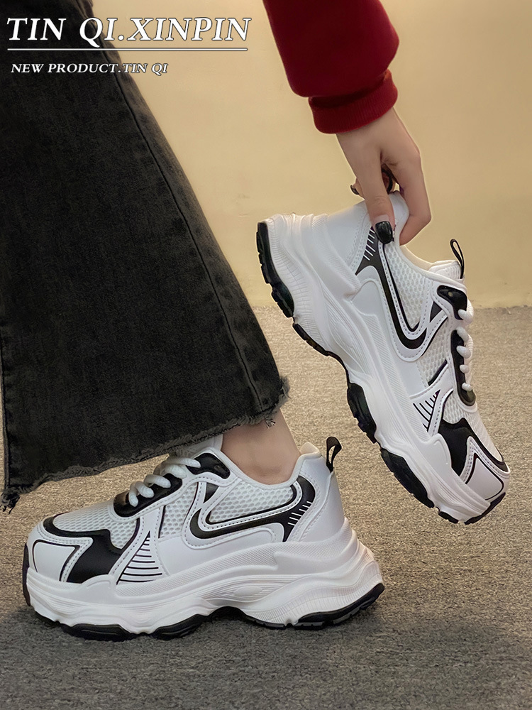 超火的炸街老爹鞋女2024新款拼色网面松糕底小白鞋春夏秋季运动鞋详情12