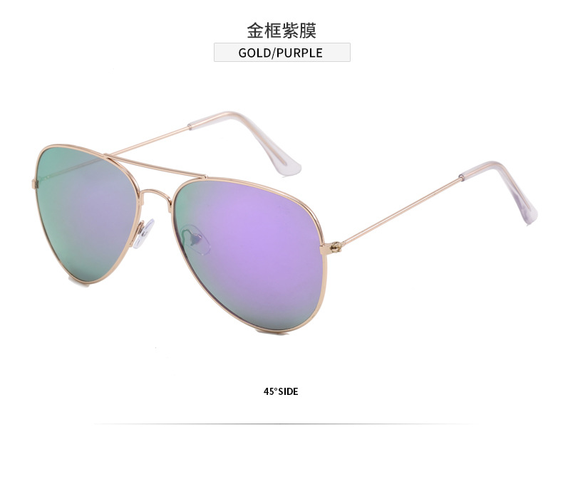 工厂批发男款时尚金属框太阳镜多色商务风飞行员蛤蟆通用款墨镜详情12