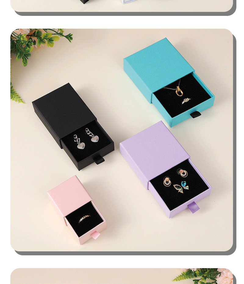 Wholesale bracelets, necklaces, rings, jewelry boxes, simple solid-color drawer boxes, cross-border best-selling jewelry storage boxes in stock pic 8