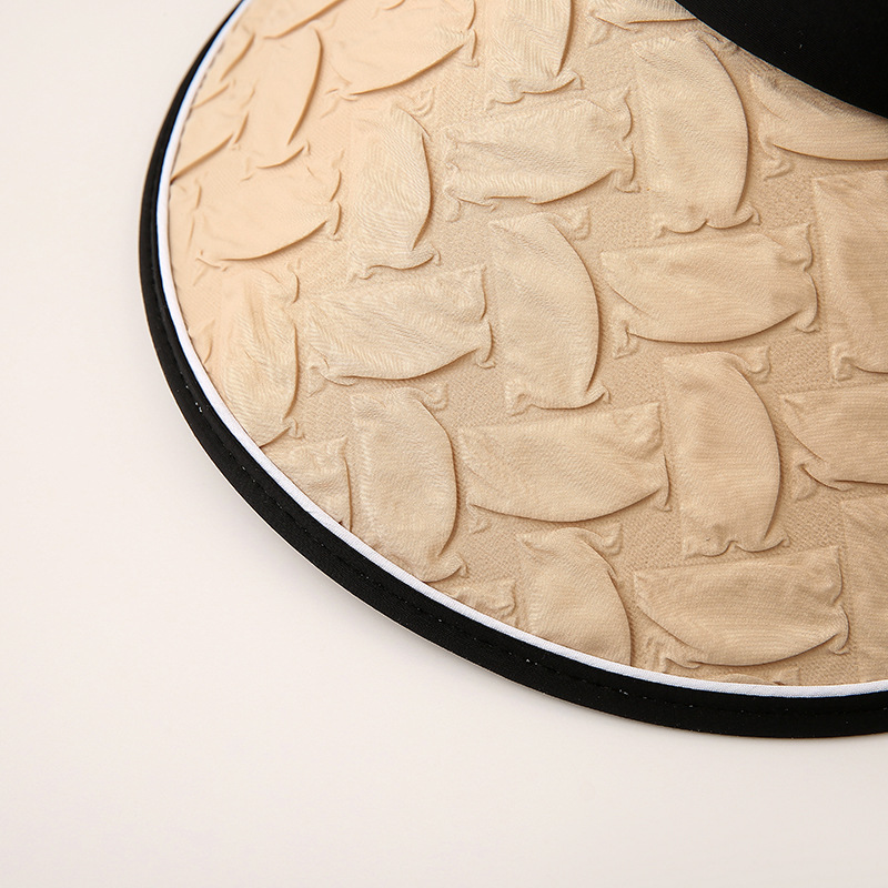 Summer's new Japanese-style simple and fashionable sun protection empty top hat for women, small bubble UV design, can be tied into a ponytail to cover the face, adult hat pic 9