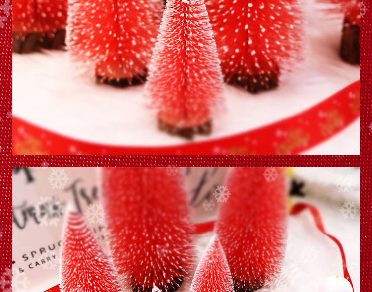 Red snow-added mini Christmas pine needle tree Christmas decoration with a simulated wooden base Christmas tree window display is in full bloom pic 47