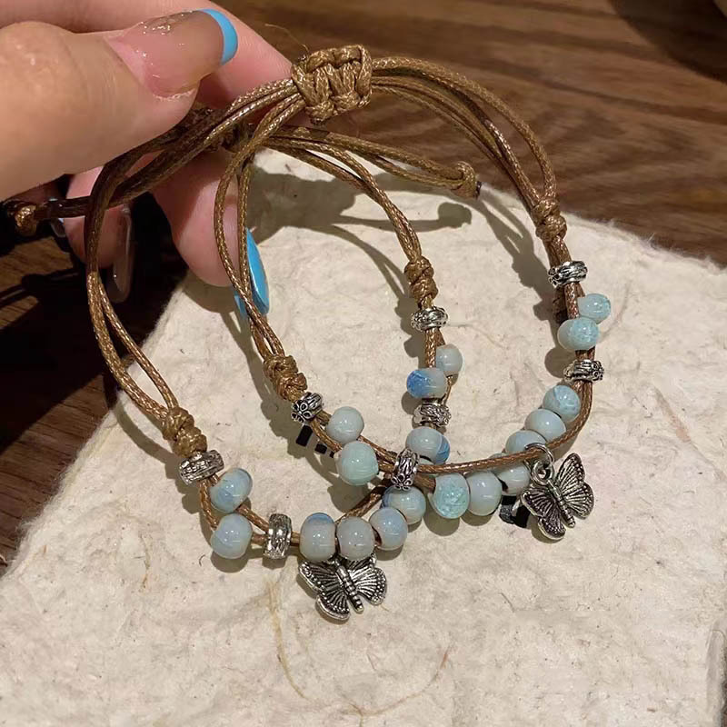 新中式复古民族风编织陶瓷蝴蝶手链女国风元素文艺手绳百搭饰品潮详情11