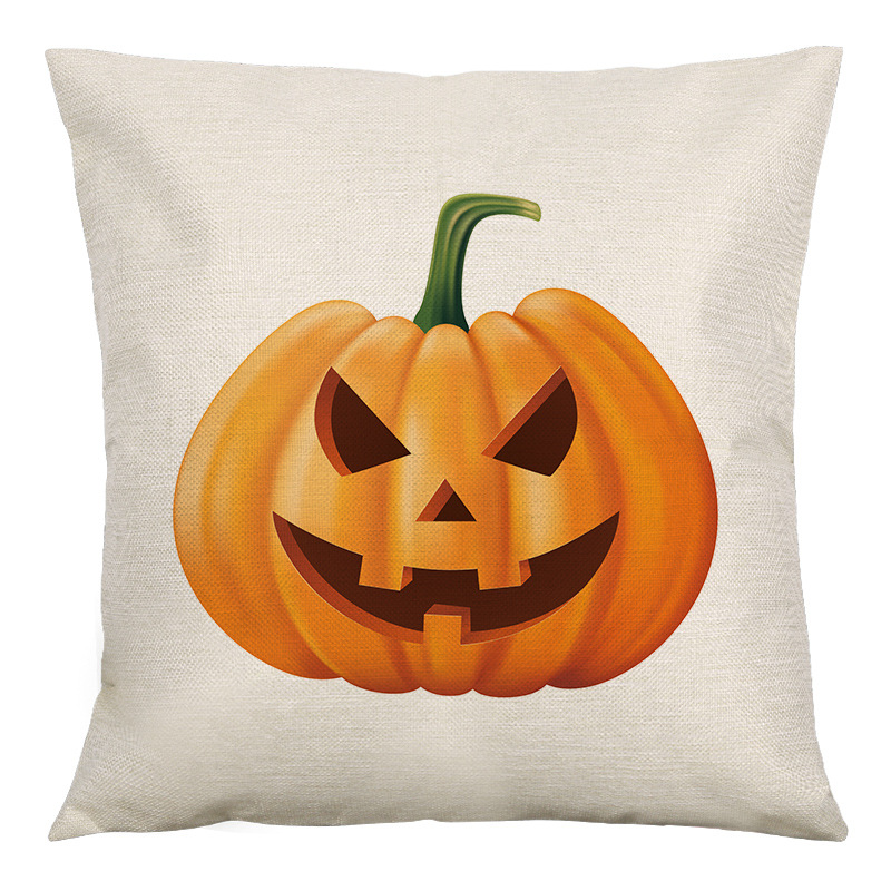 Halloween pumpkin linen pillowcase home fabric cushion pic 6