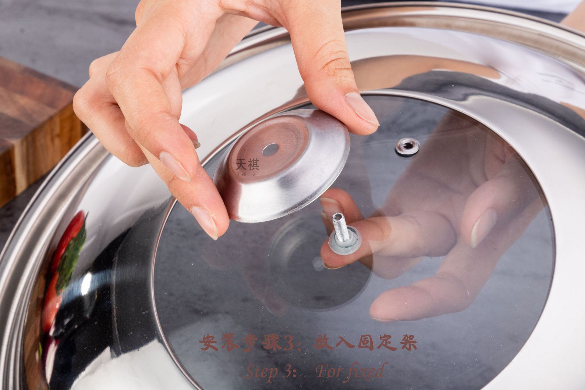Stainless steel pot lid, household cooking pot lid, 30-40cm, wok combination lid, universal non-magnetic pot lid, glass lid pic 18