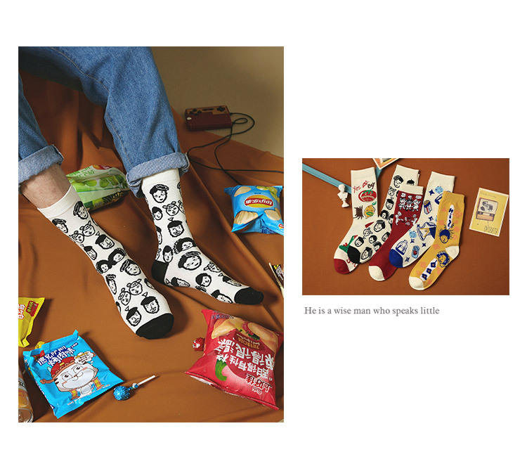 Носки женщины-хипстеры из мультипликационных мультипликационных мультфильмов, эротические идеи для того, чтобы обвинять мужчин в чулках, чулках из кореи, чулках весны и Лета pic 3