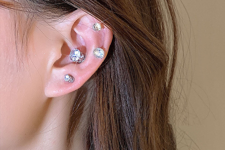 超闪锆石无耳洞磁吸耳饰高级气质耳蜗钉爆闪耳骨夹镶钻吸铁石耳钉详情9