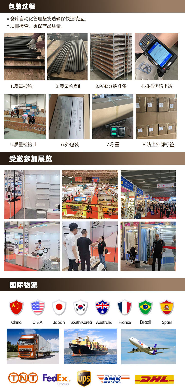 跨境窗帘杆美式单杆双杆罗马杆窗帘轨道工业风杆子打孔铝合金加厚详情8