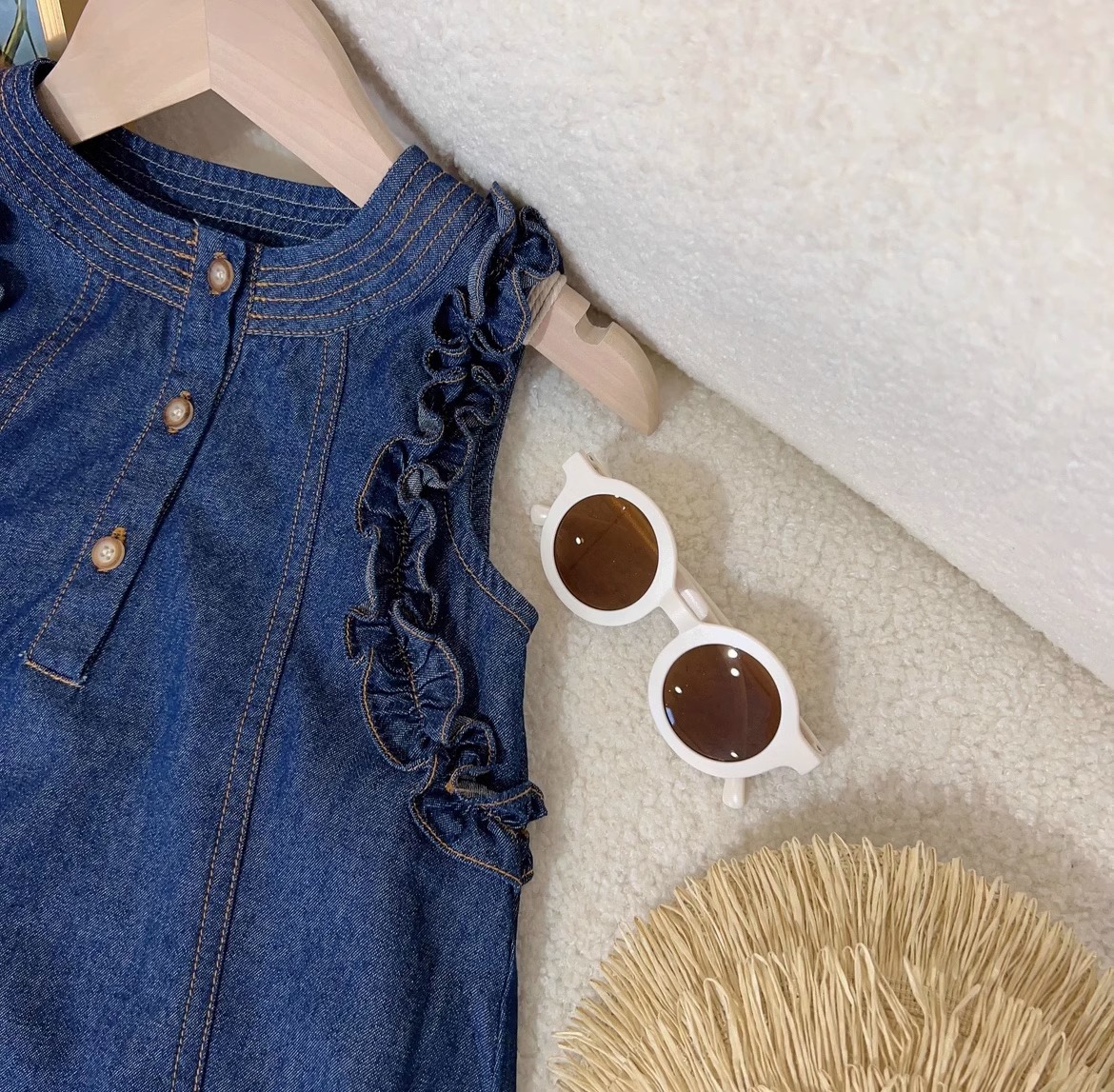 牛仔背心女童连衣裙夏季洋气2023年新款木耳边无袖裙子L576详情5