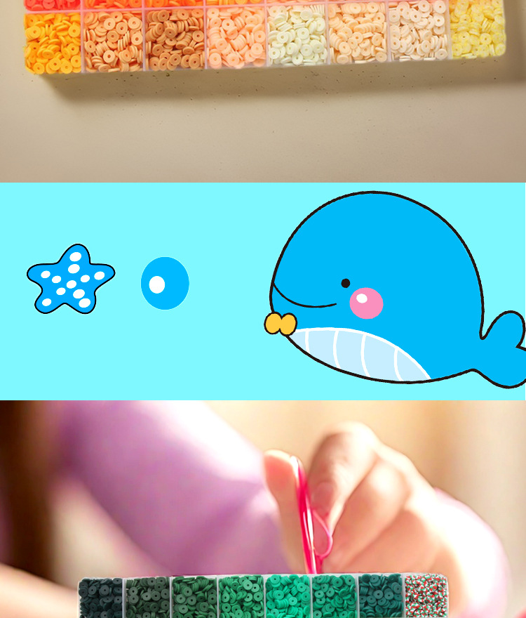 软陶片串珠单色6mm 饰品制作DIY手链项链饰品配件32格软陶片盒装详情7