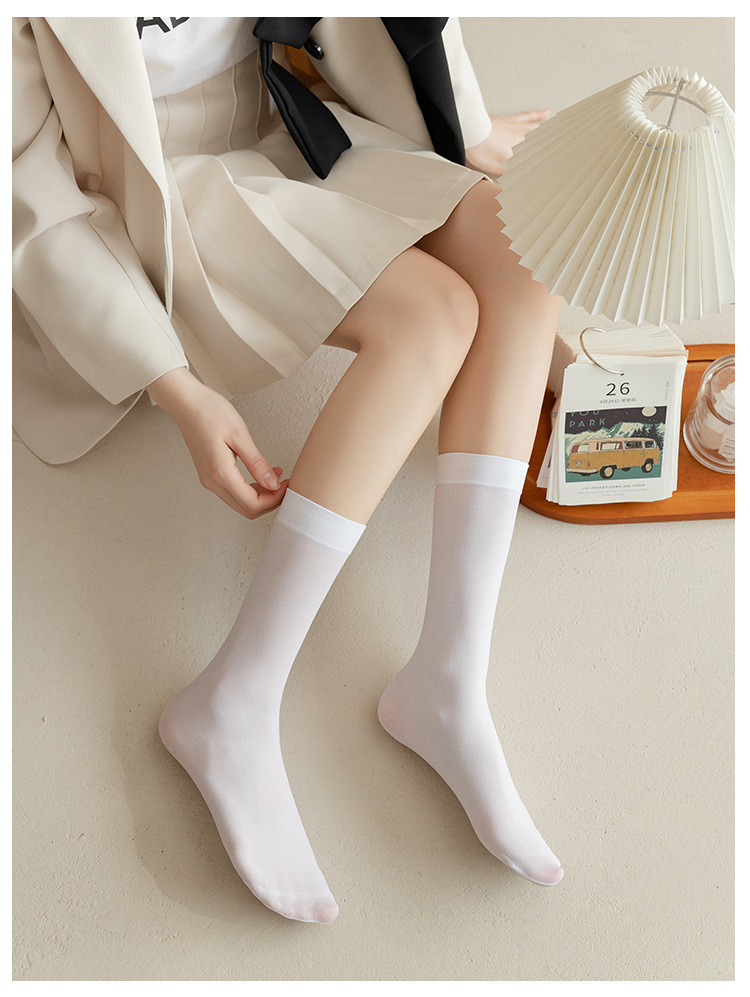 Sock stall, one-piece consignment for spring and autumn jk calf socks for women, summer white thin and transparent for women, mid-calf socks, half-calf knee-length stockings, and silk stockings pic 6