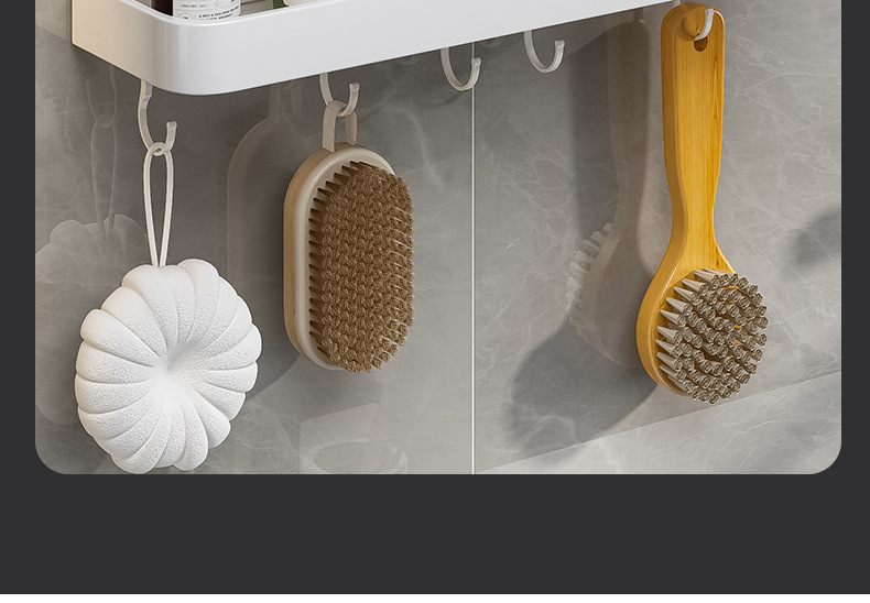 白色免打孔浴室卫生间置物架壁挂式厕所洗手间洗漱台毛巾收纳墙上详情14