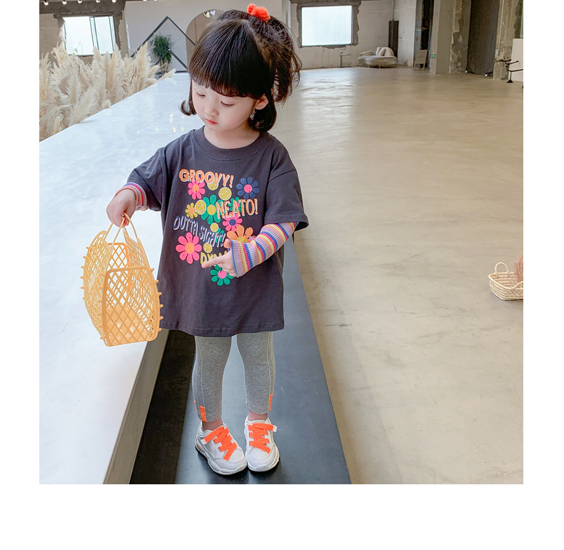 Two new autumn long-sleeved T-shirts for girls in 2024, trendy autumn base shirts for children pic 24