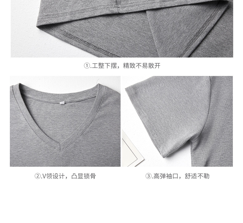 夏季韩系大版落肩袖V领短袖t恤女式基础款外穿高级感慵懒风上衣潮详情12