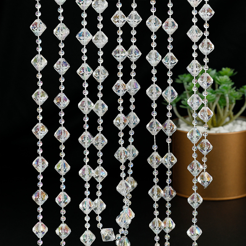 Wholesale of seven-color transparent connected beaded door curtains, diamond transparent AB colored beaded chains, wedding guiding beaded strings pic 128