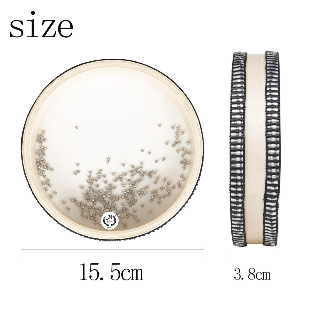 Wholesale of 6-inch double-sided transparent wooden black-edged wave drum instruments from Mebet, Orff percussion instruments for the big wave pic 2