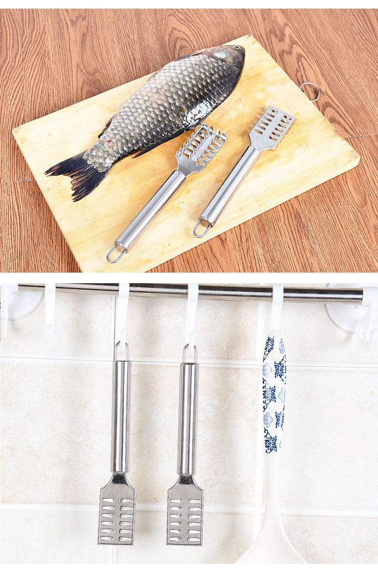 Creative stainless steel fish scale scaler, multi-functional fish scraper, kitchen small tools, descaling knife brush, wholesale of general merchandise pic 4