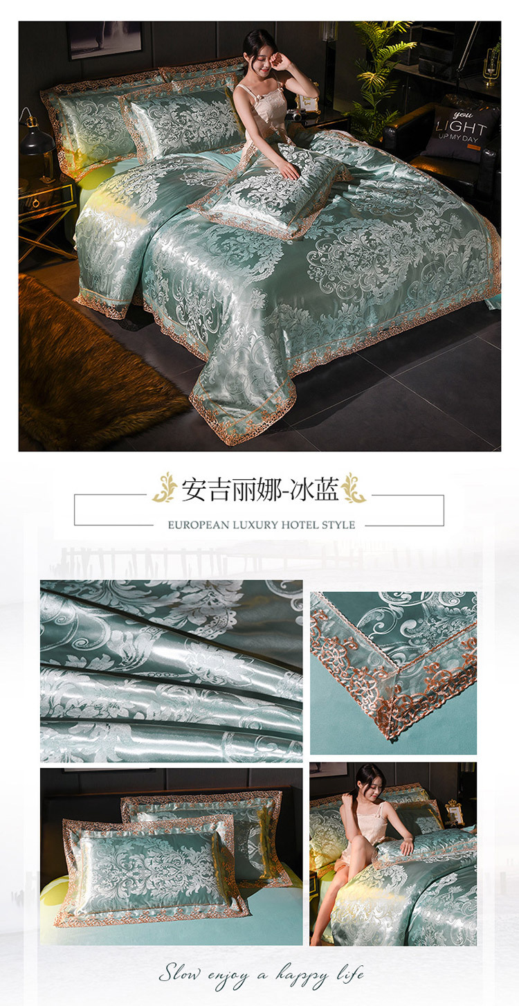 Xiusi Bedding, Modal Tribute Satin Jacquard Four-piece Set Wholesale Home Textile Set, duvet cover products pic 16