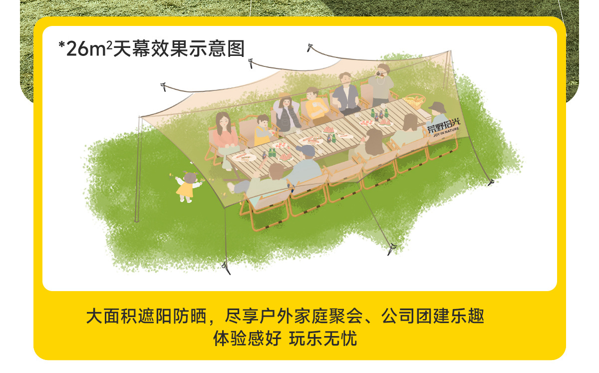 黑胶天幕帐篷户外大号露营全套装备野营野餐便携式八角防晒遮阳棚详情8