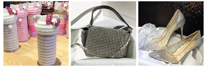 Water diamond mesh fabric, hot melt mesh diamond, diamond mesh adhesive backing can be used to stick sweaters, clothing, accessories and diamond stickers pic 25