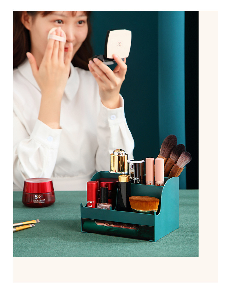 抽屉式化妆品收纳盒口红收纳防尘桌面文具整理盒详情18