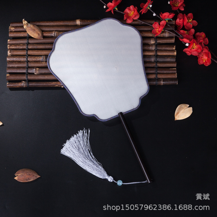 黑檀木真丝宫扇熟娟矾娟工笔手绘圆扇宫廷扇空白团扇DIY刺绣古典详情21