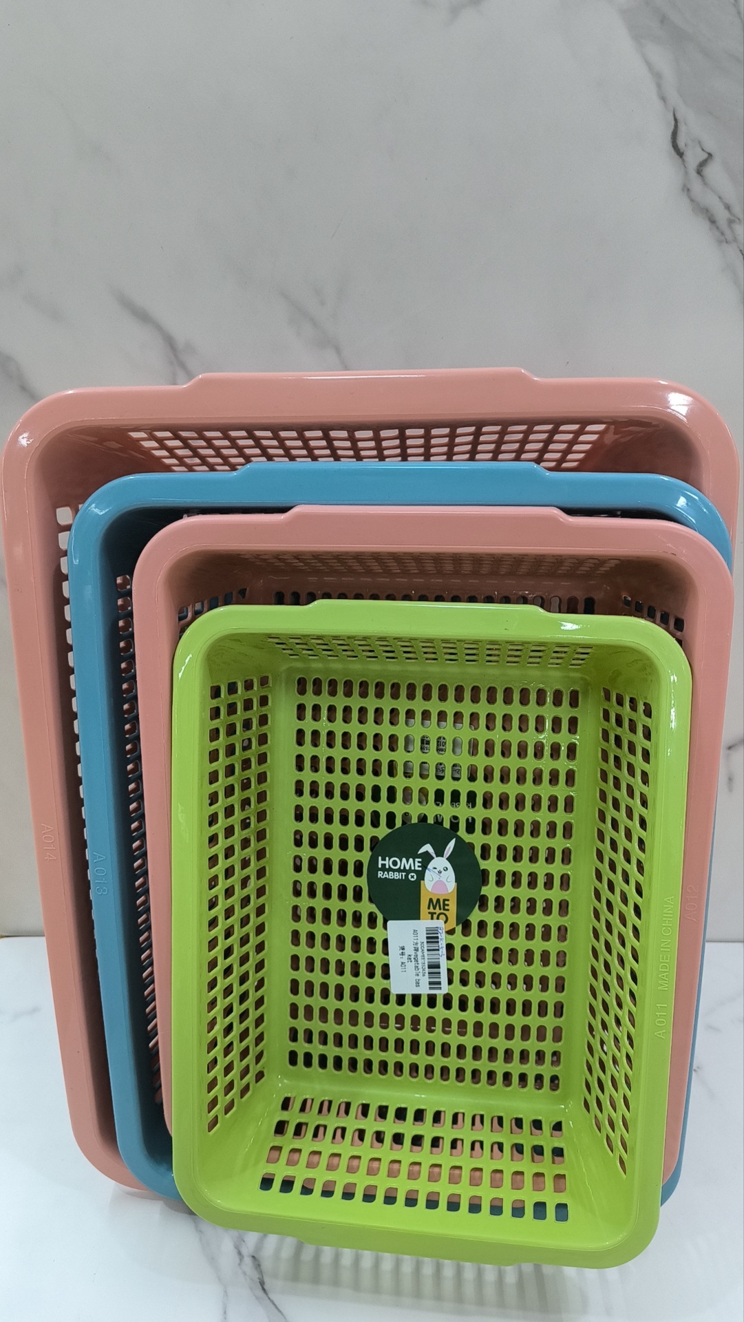 新款塑料框子白色加厚厨房收纳筐配货蓝长方形水果蔬菜洗菜篮子详情1