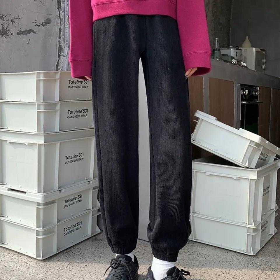 Pantalón de deporte mujer primavera verano slim pantalón de baño chenille bunch pie pantalones primavera otoño holgado recto pana cordura pantalones casuales pic 24