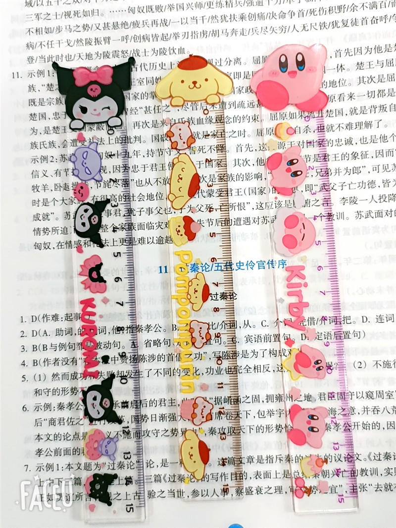 Cute and creative Sanrio cartoon pattern acrylic double-layer transparent student measuring 15CM stationery ruler pic 2