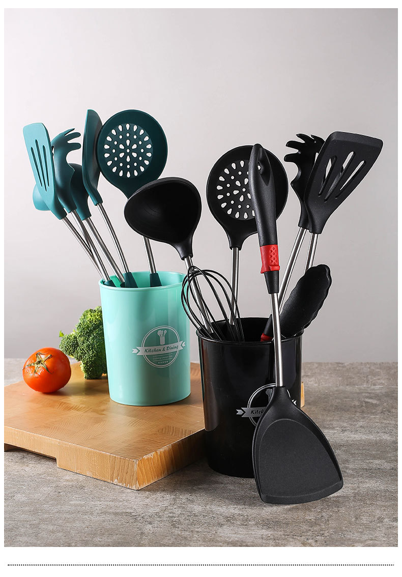 不锈钢硅胶7件套厨具组合厨房用具锅铲汤勺家用不粘锅厨具套装详情9