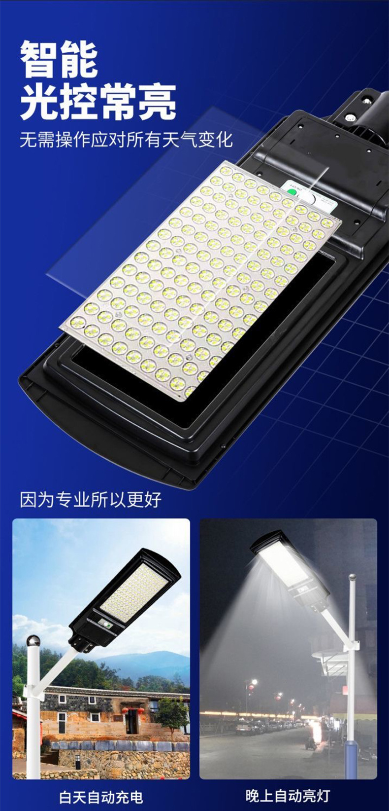 太阳能一体化路灯户外照明路灯庭院灯新款超亮LED照明道路灯详情3