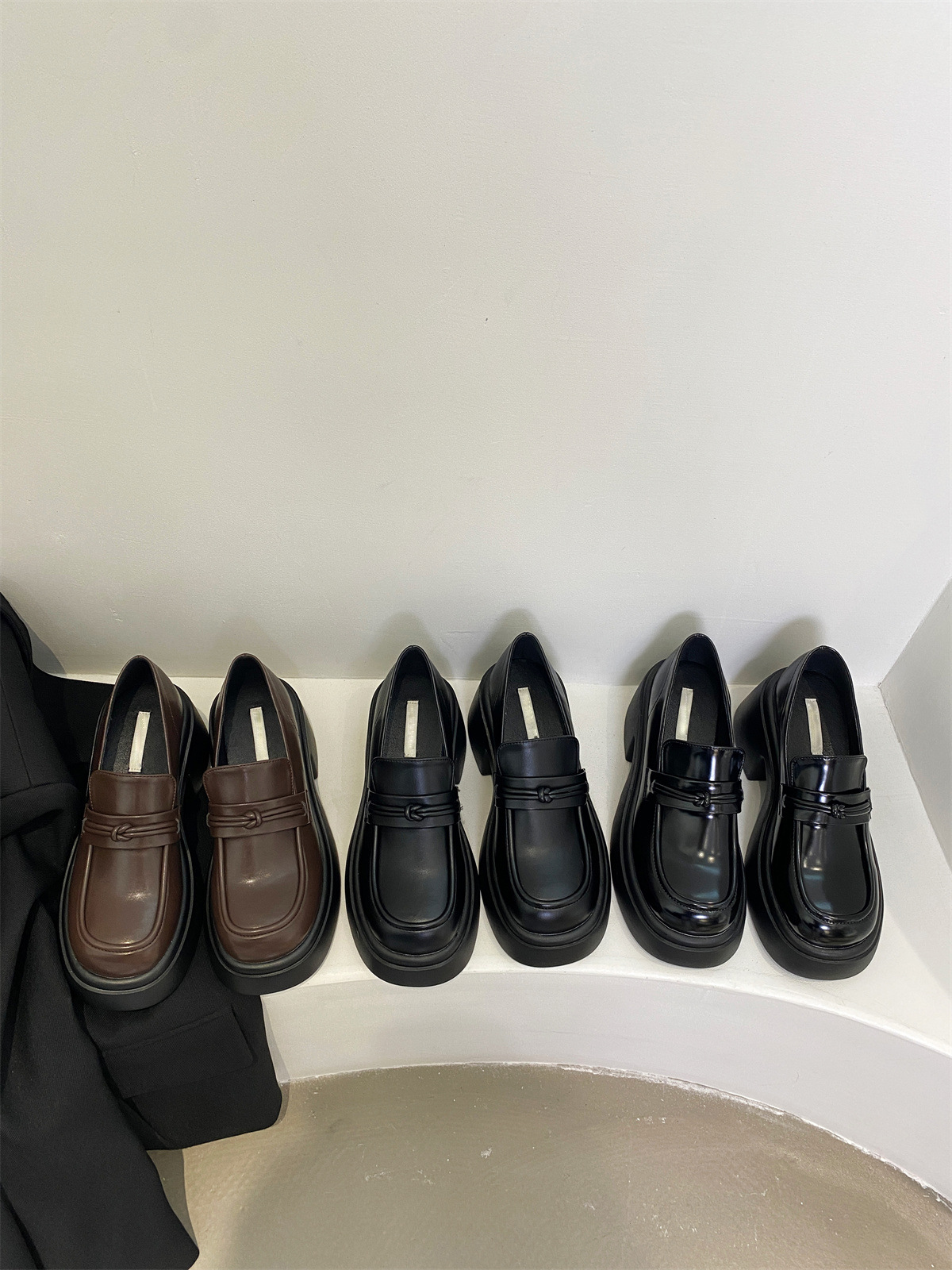 厚底松糕小皮鞋2023新款秋季单鞋女日系JK粗跟乐福鞋详情1