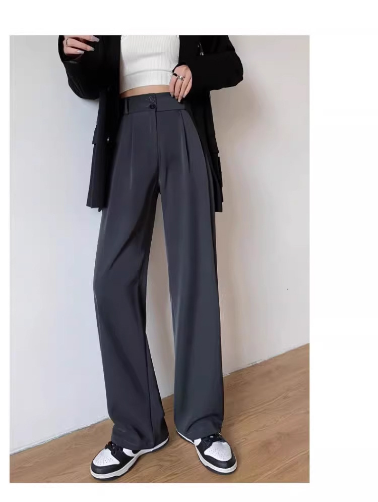西装裤子女春夏2024新款高级垂坠感直筒休闲西裤小个子冰丝阔腿裤详情17