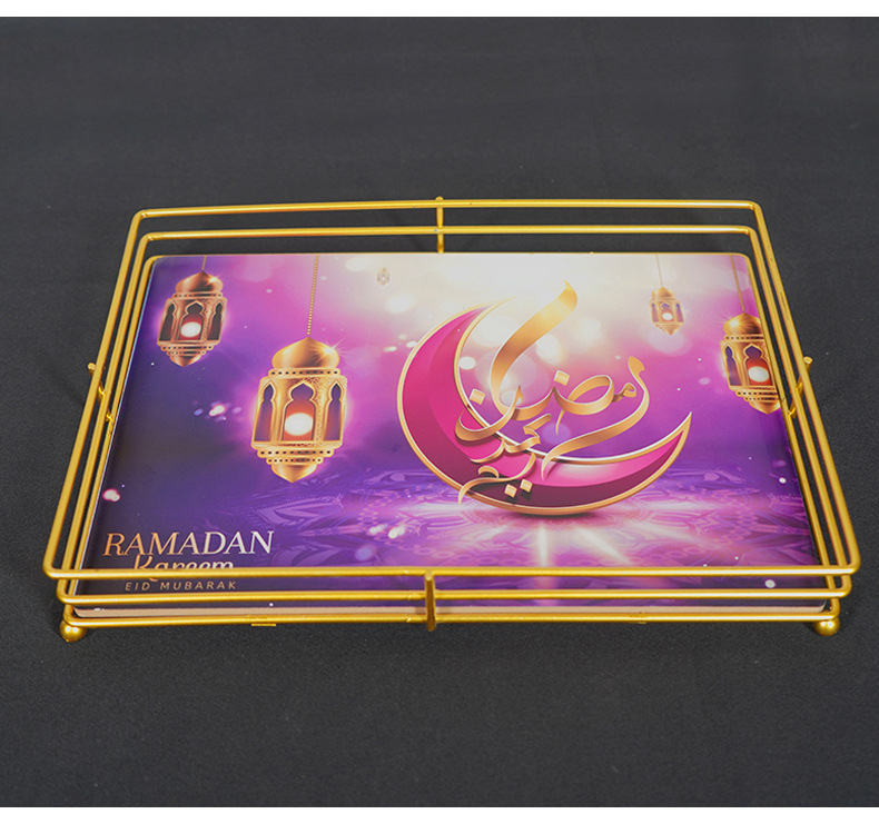 Middle Eastern characteristic Arab-style painted trays, iron art trays for Ramadan festivals, Eid craftsmanship plating pic 26