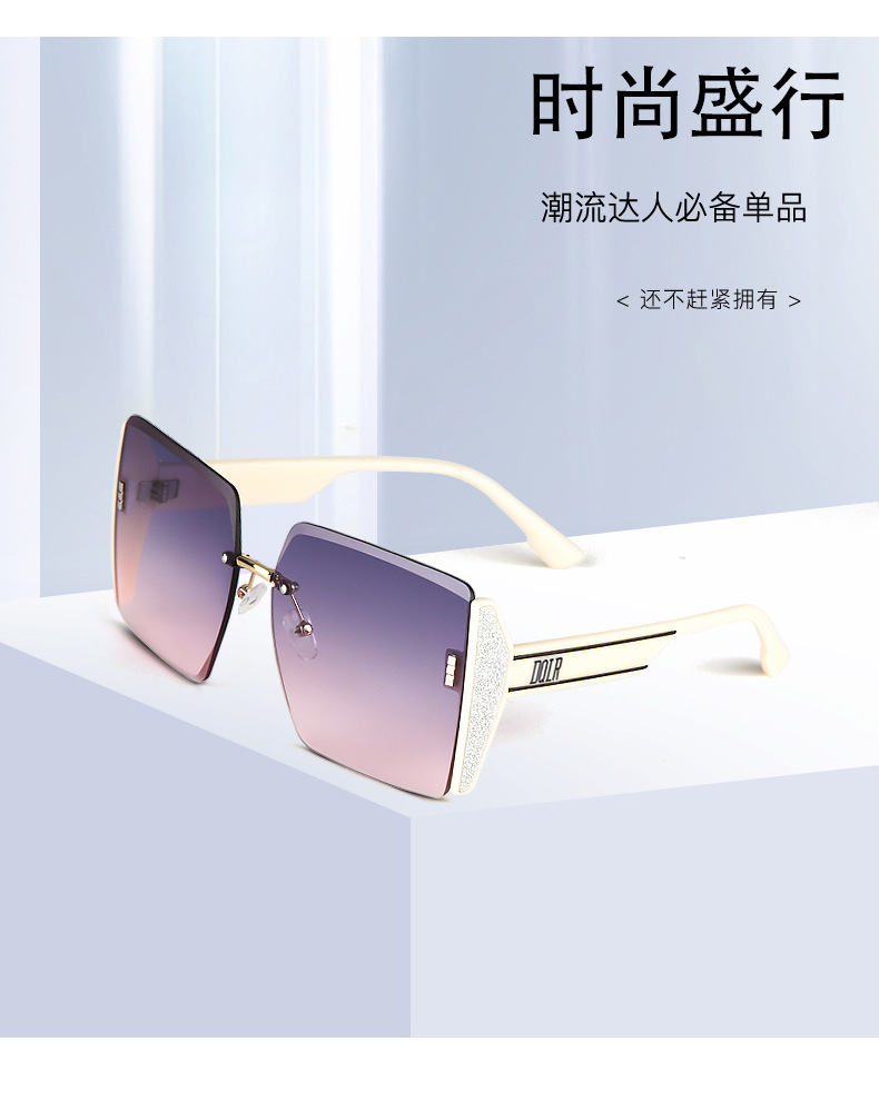 2023 new square frameless edge-cut sunglasses, popular personalized glasses, large-frame fashionable sunglasses wholesale in stock pic 12
