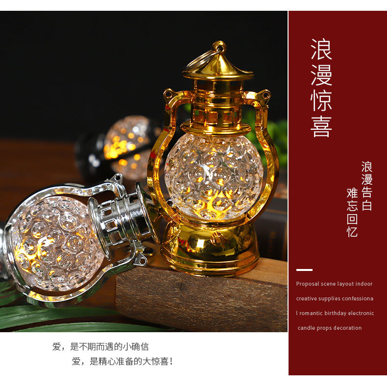 New led small wind lamp, retro small oil lamp, Christmas decorative wind lamp ornament, honeycomb small wind lamp, plastic pic 1