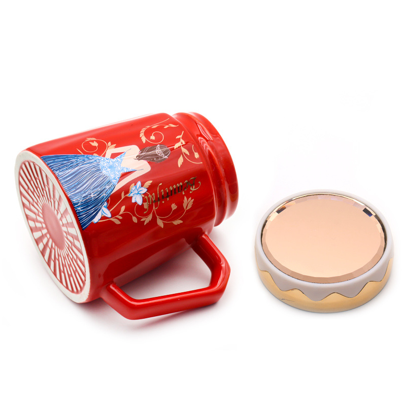 Ceramic insulated cup, 55-degree constant temperature cup, heating coaster, mirror cover, handle spoon set, high-end business gift box pic 10