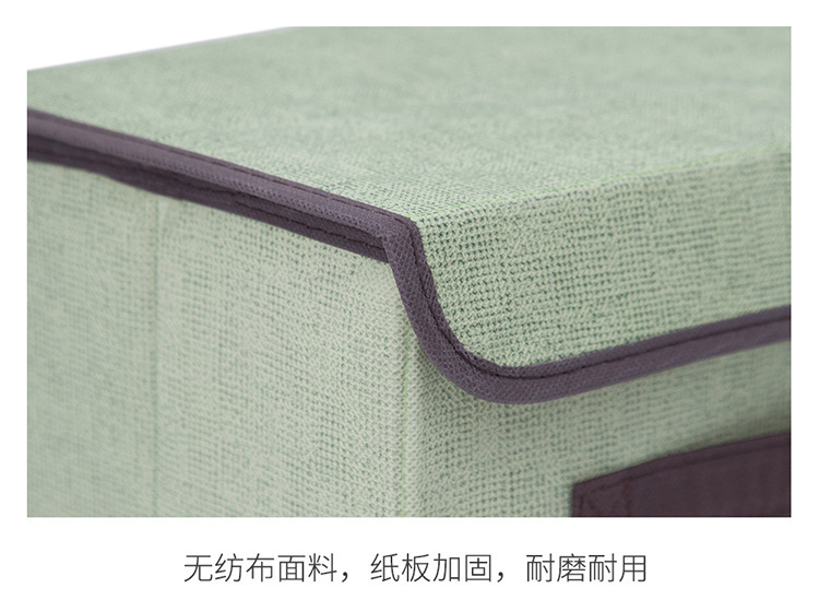 Wholesale of foldable clothing and sundries portable dust-proof storage boxes with LIDS and folding storage boxes made of faux linen fabric pic 17
