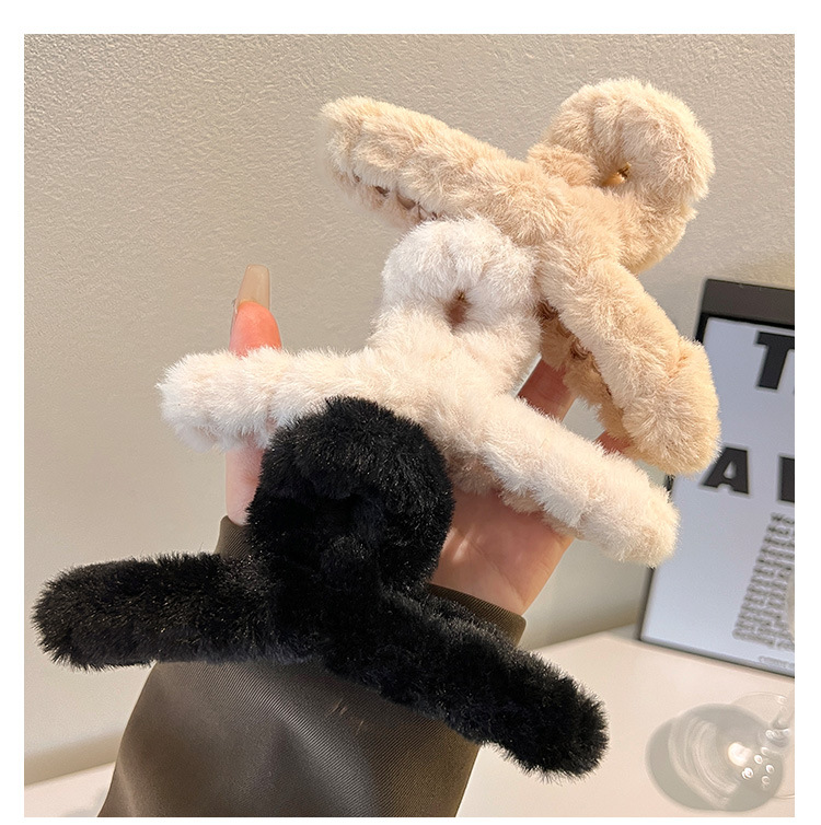 毛绒抓夹女2024新款网红秋冬高级感鲨鱼夹发夹后脑勺盘发夹子头饰详情3