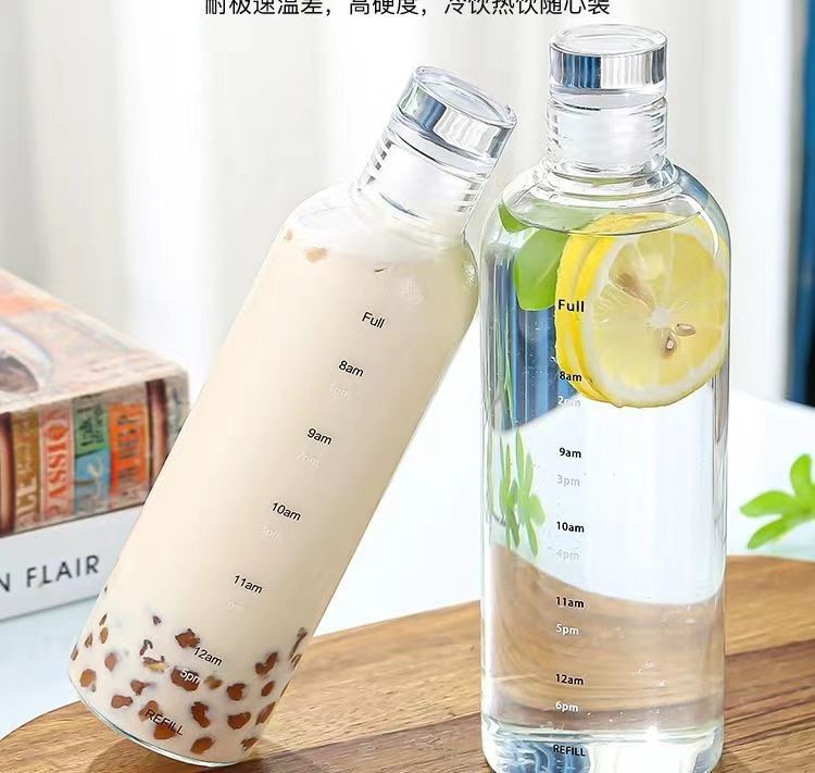 Time scale cup, high borosilicate glass water cup, simple, high-temperature resistant, high appearance level, portable cup, men's and women's internet-famous cup pic 12