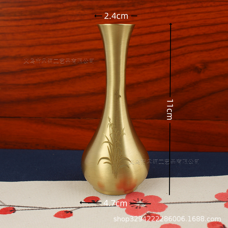 黄铜观音净水瓶花瓶桌面摆件纯铜仿古禅意玉净瓶日常供佛装饰品详情8
