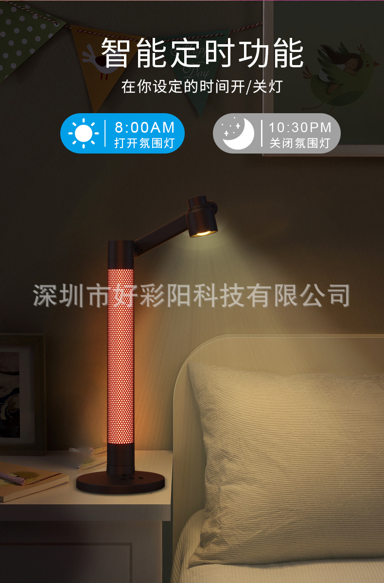 APP智能氛围台灯桌面阅读灯智能涂鸦WiFi床头小夜灯可旋转氛围灯详情3