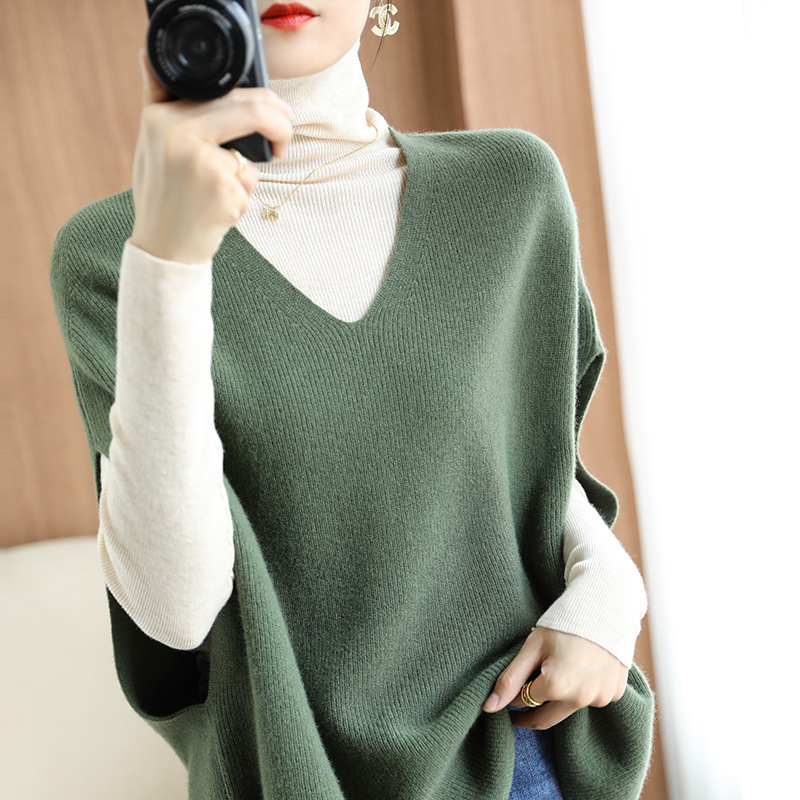 2022 spring/autumn new sweater women V-neck 蝙蝠衫 vest loose pullover knitted sweater trend pic 8