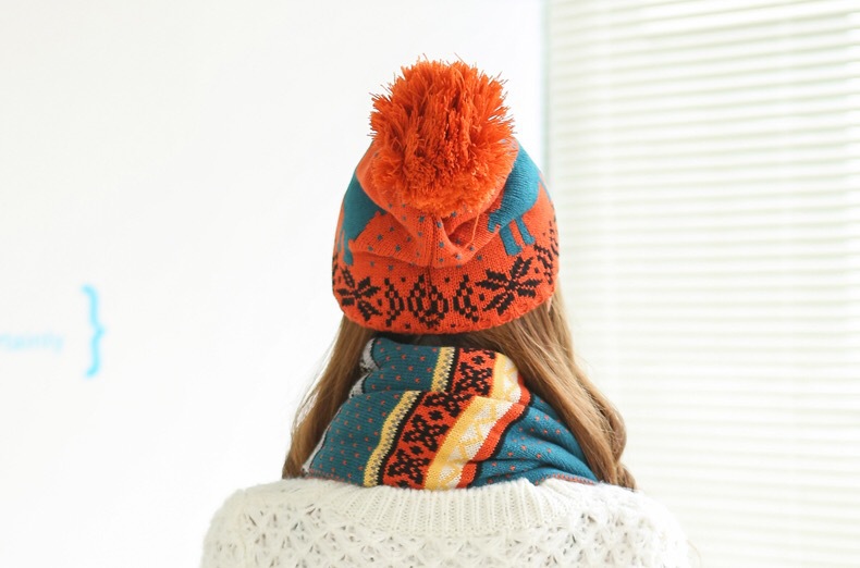 Hat and scarf dual-purpose knitted set, winter outdoor hat set, warm jacquard knitted cap manufacturer wholesale pic 11