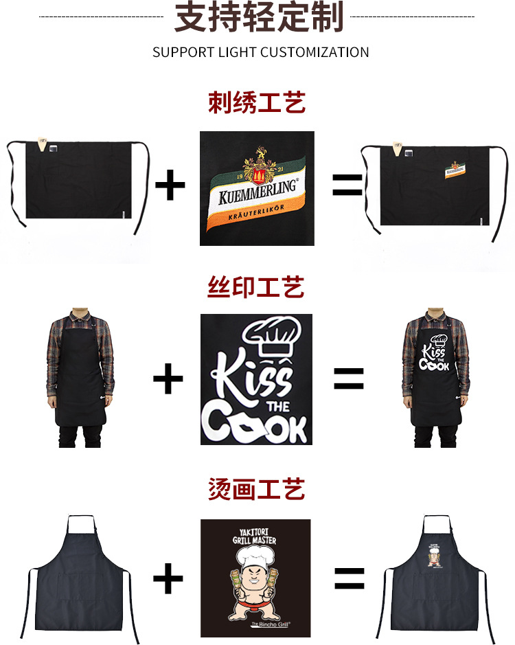 现货夏季透气全棉吊带围裙 亚马逊跨境热销防水可印logo无袖罩衣详情11